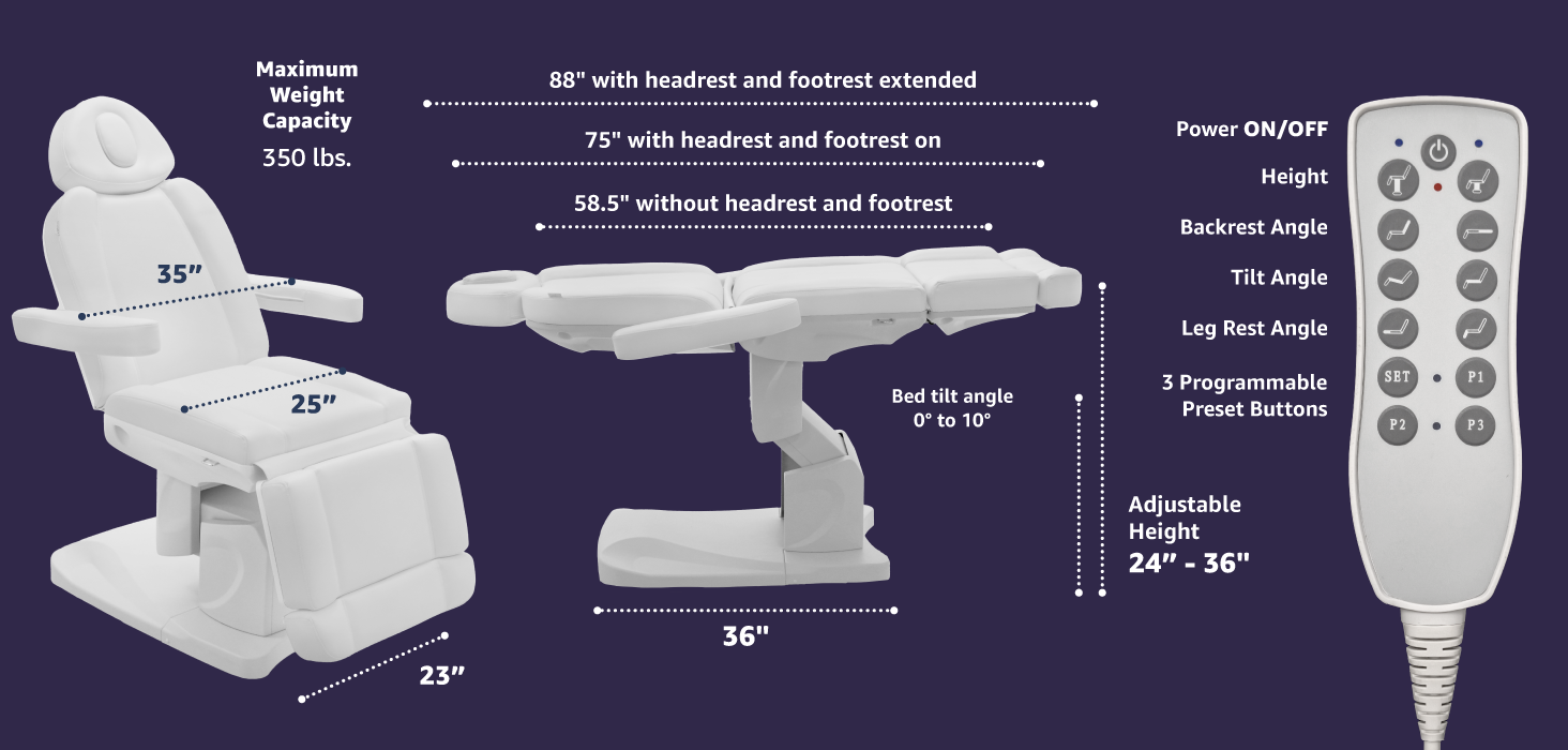 Bellage Spa Facial Massage Treatment Table measurements